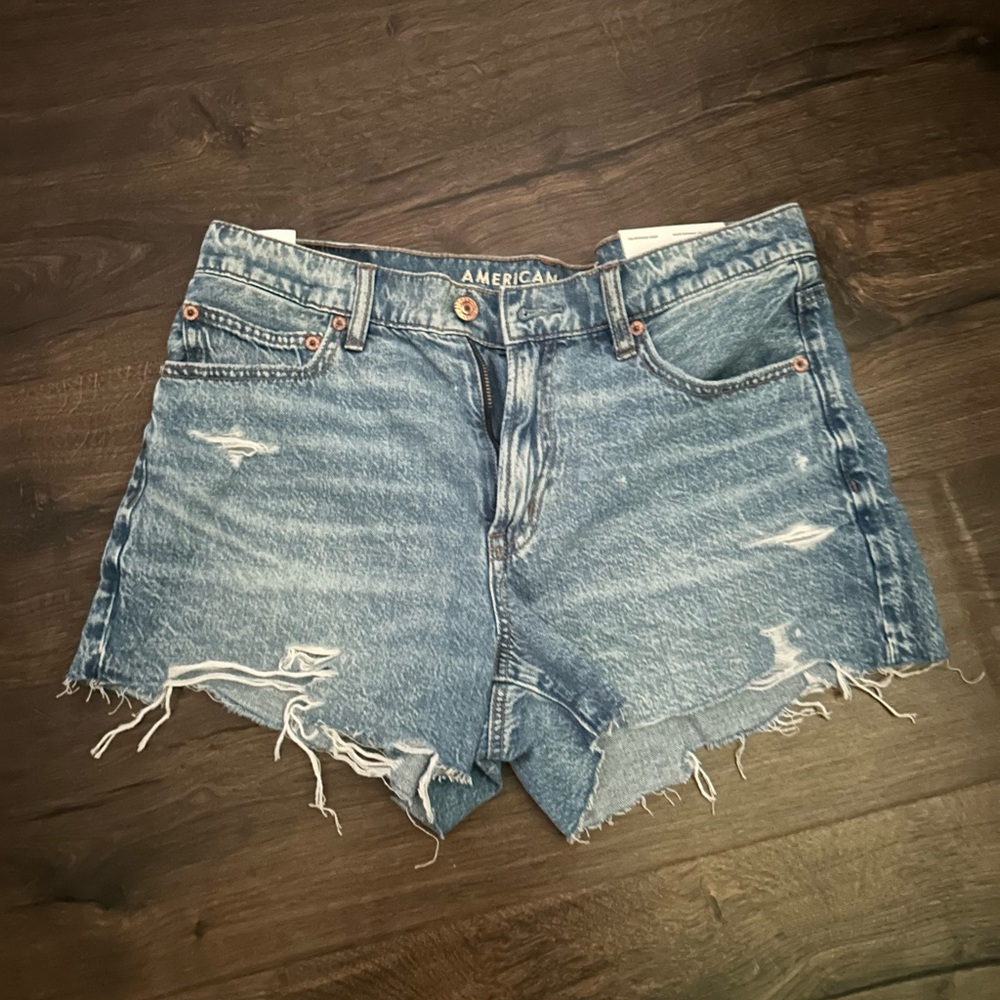 American Eagle Outfitters Blue Distressed Jean Shorts